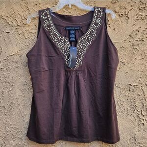 Josephine Chaus Brown Studded Tank Top